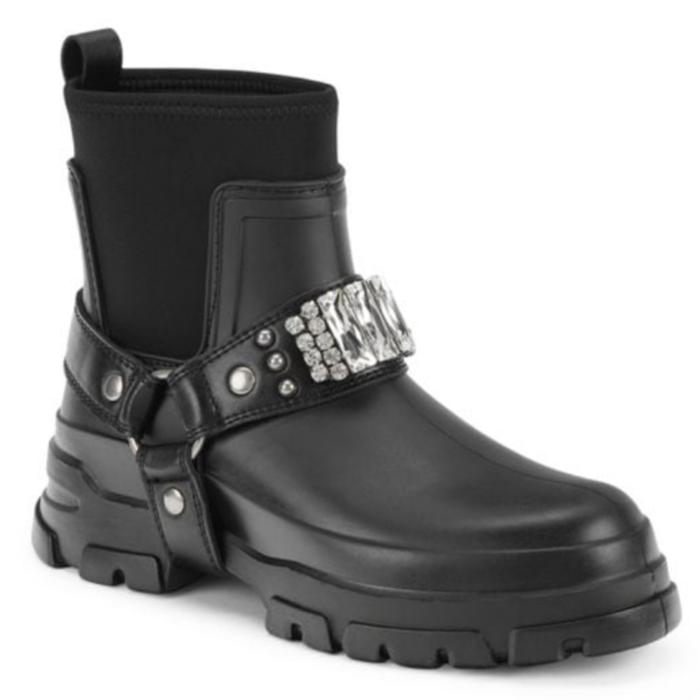 Karl Lagerfeld Black Rami Lug Harness Sole Ankle Boots...Size 9